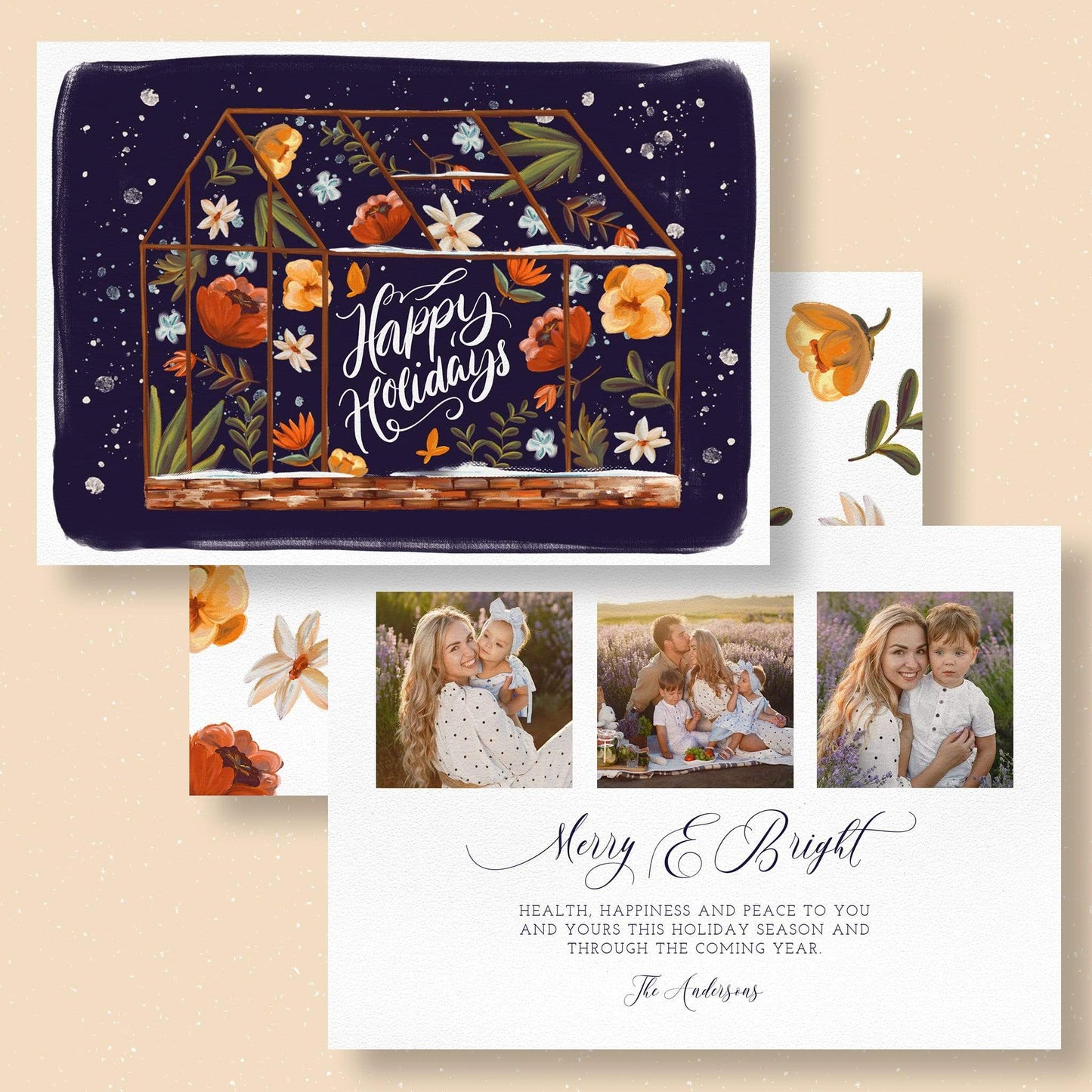 Loblolly Creative Digital Template Winter Botanical Happy Holidays Card