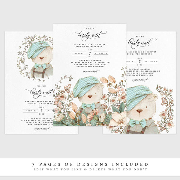 Loblolly Creative 825 - Arts & Entertainment > Party & Celebration > Party Supplies > Invitations Bearly Wait Baby Shower Invitation
