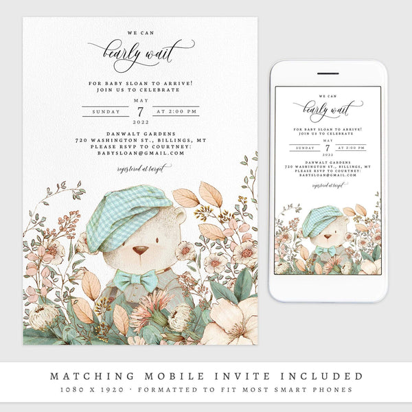 Loblolly Creative 825 - Arts & Entertainment > Party & Celebration > Party Supplies > Invitations Bearly Wait Baby Shower Invitation