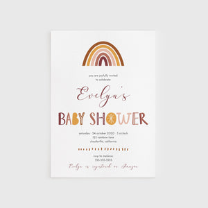 Loblolly Creative 825 - Arts & Entertainment > Party & Celebration > Party Supplies > Invitations Boho Rainbow Baby Shower Invitation