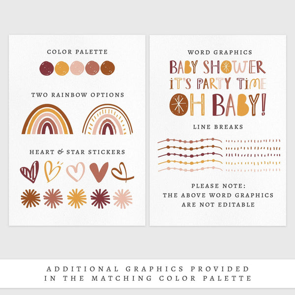 Loblolly Creative 825 - Arts & Entertainment > Party & Celebration > Party Supplies > Invitations Boho Rainbow Baby Shower Invitation