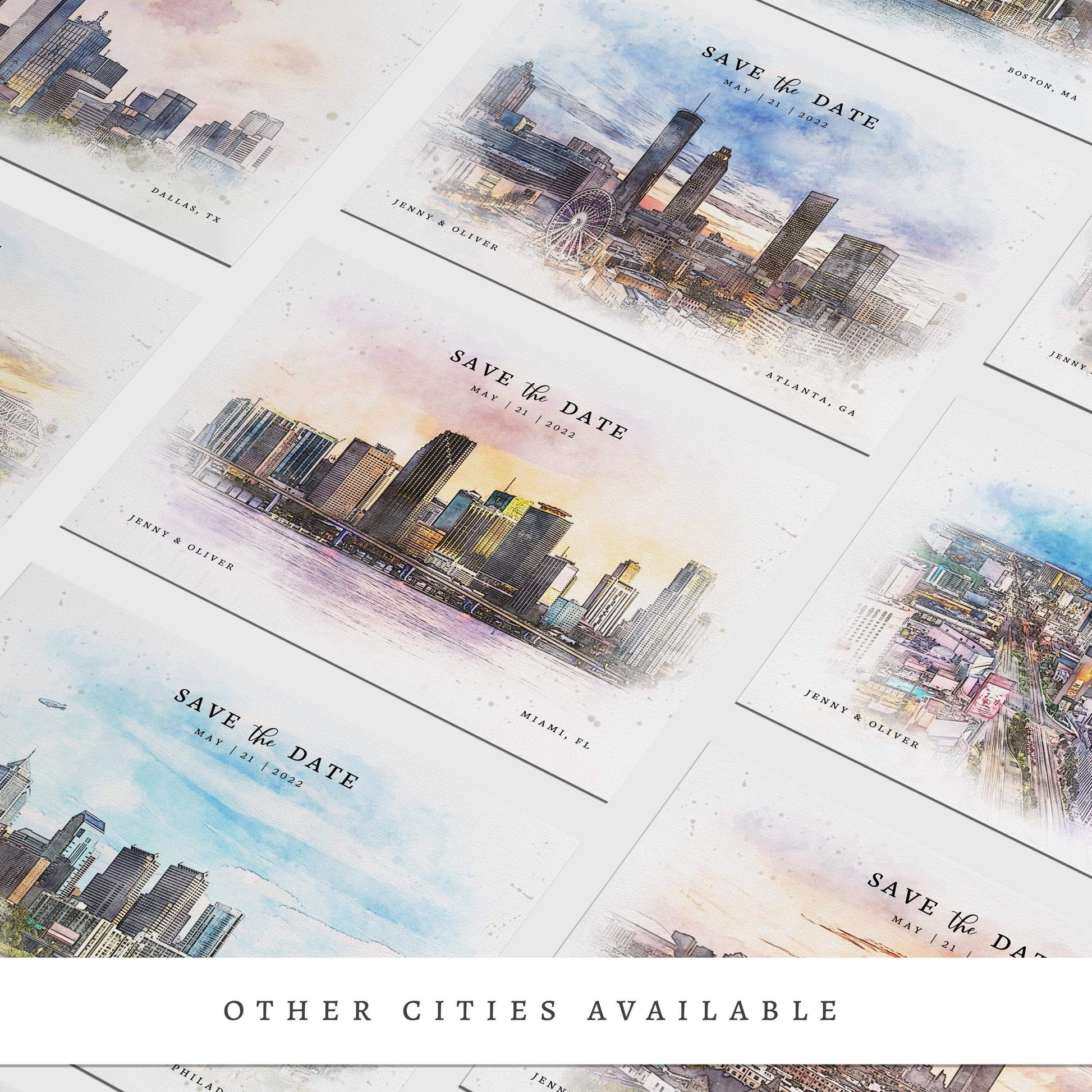 Loblolly Creative 825 - Arts & Entertainment > Party & Celebration > Party Supplies > Invitations Cincinnati Skyline Watercolor Save the Date