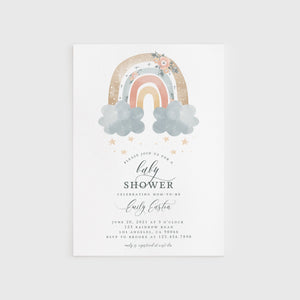 Loblolly Creative 825 - Arts & Entertainment > Party & Celebration > Party Supplies > Invitations Floral Rainbow Baby Shower Invitation