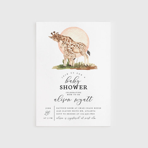 Loblolly Creative 825 - Arts & Entertainment > Party & Celebration > Party Supplies > Invitations Giraffe Baby Shower Invitation