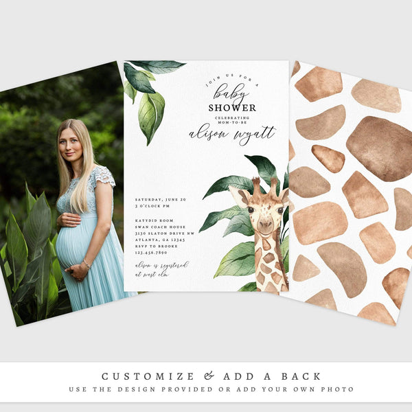 Loblolly Creative 825 - Arts & Entertainment > Party & Celebration > Party Supplies > Invitations Giraffe Baby Shower Invitation