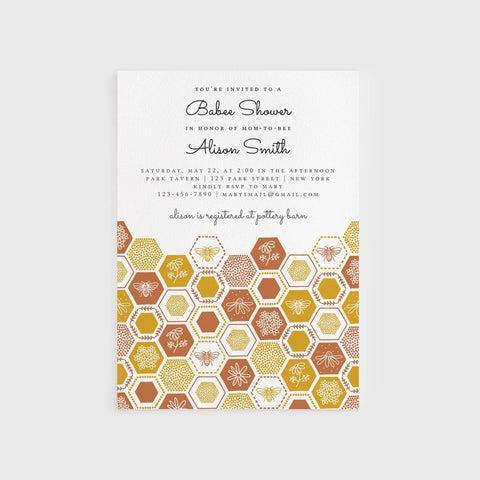 Loblolly Creative 825 - Arts & Entertainment > Party & Celebration > Party Supplies > Invitations Honey Bee Baby Shower Invitation