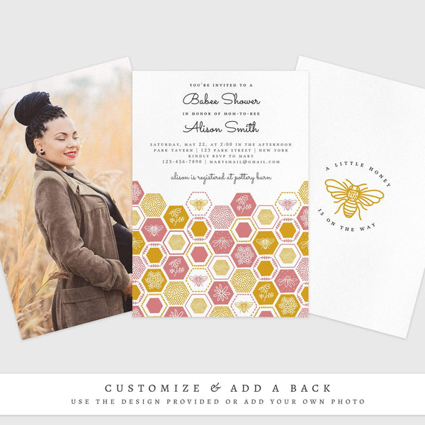 Loblolly Creative 825 - Arts & Entertainment > Party & Celebration > Party Supplies > Invitations Honey Bee Baby Shower Invitation