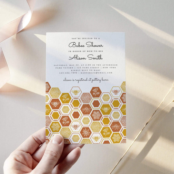 Loblolly Creative 825 - Arts & Entertainment > Party & Celebration > Party Supplies > Invitations Honey Bee Baby Shower Invitation