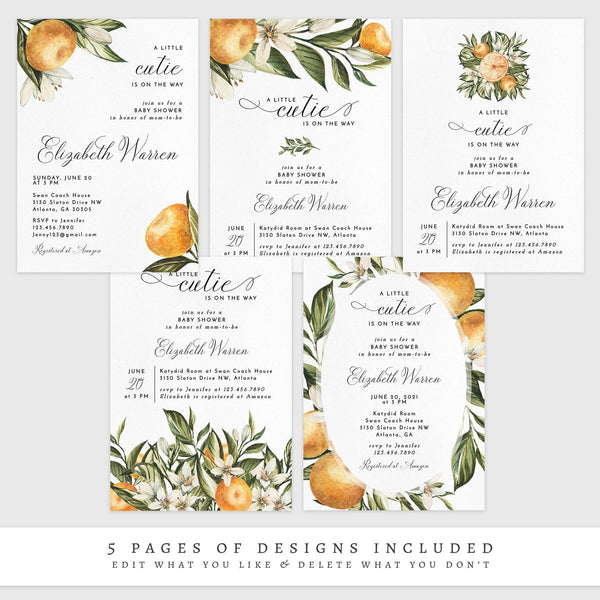 Loblolly Creative 825 - Arts & Entertainment > Party & Celebration > Party Supplies > Invitations Little Cutie Baby Shower Invitation