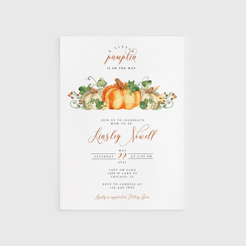 Loblolly Creative 825 - Arts & Entertainment > Party & Celebration > Party Supplies > Invitations Little Pumpkin Baby Shower Invitation