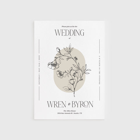 Loblolly Creative 825 - Arts & Entertainment > Party & Celebration > Party Supplies > Invitations Modern Botanical Editable Wedding Invitation Template