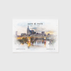 Loblolly Creative 825 - Arts & Entertainment > Party & Celebration > Party Supplies > Invitations Nashville Skyline Watercolor Wedding Save the Date