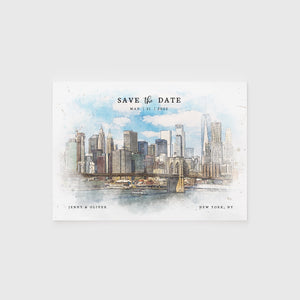 Loblolly Creative 825 - Arts & Entertainment > Party & Celebration > Party Supplies > Invitations New York Skyline Watercolor Wedding Save the Date