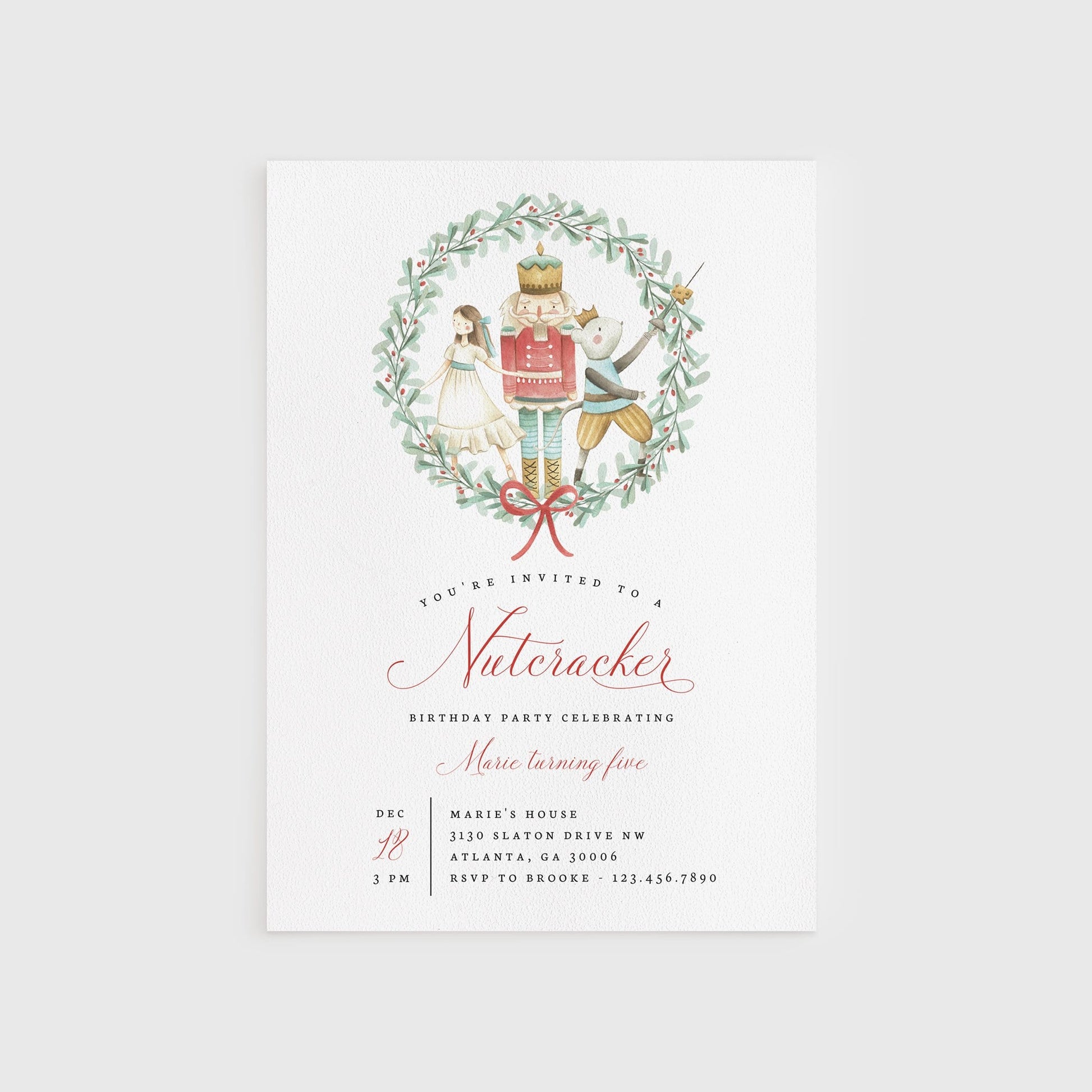 Loblolly Creative 825 - Arts & Entertainment > Party & Celebration > Party Supplies > Invitations Nutcracker Christmas Birthday Invitation