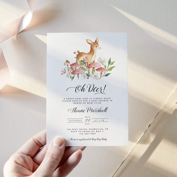 Loblolly Creative 825 - Arts & Entertainment > Party & Celebration > Party Supplies > Invitations Oh Deer Baby Shower Invitation