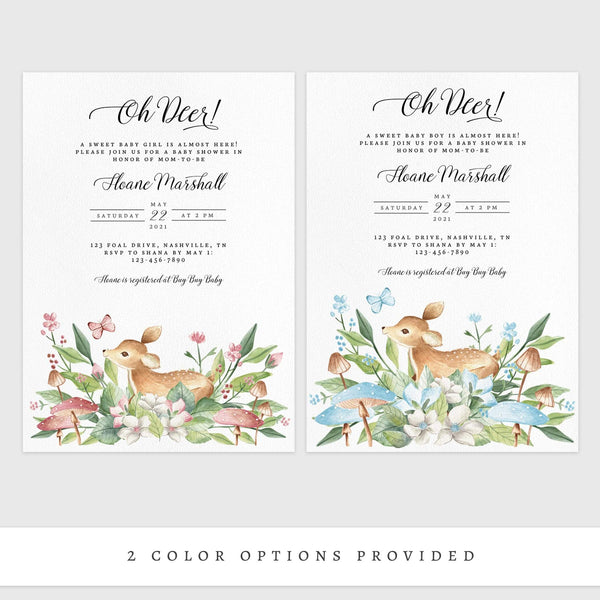 Loblolly Creative 825 - Arts & Entertainment > Party & Celebration > Party Supplies > Invitations Oh Deer Baby Shower Invitation