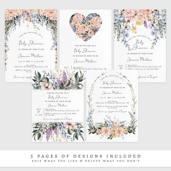 Loblolly Creative 825 - Arts & Entertainment > Party & Celebration > Party Supplies > Invitations Spring Garden Baby Shower Invitation
