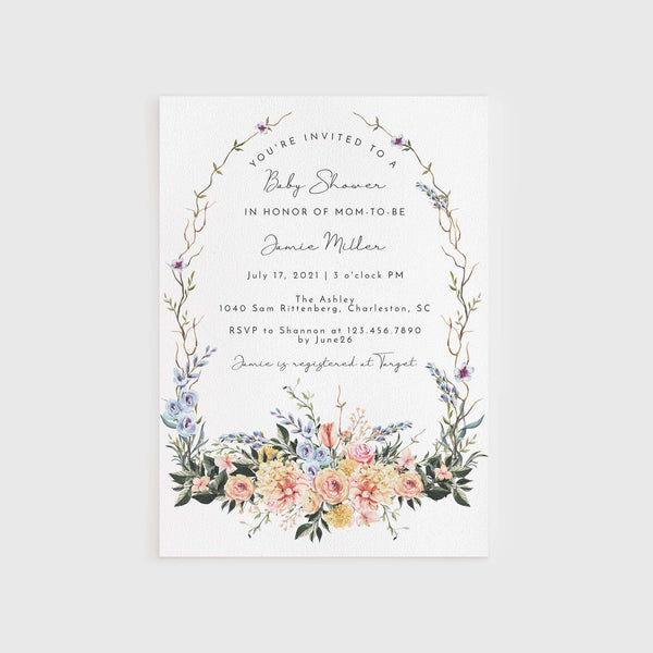 Loblolly Creative 825 - Arts & Entertainment > Party & Celebration > Party Supplies > Invitations Spring Garden Baby Shower Invitation