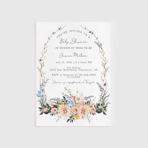 Loblolly Creative 825 - Arts & Entertainment > Party & Celebration > Party Supplies > Invitations Spring Garden Baby Shower Invitation