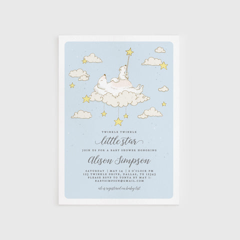 Loblolly Creative 825 - Arts & Entertainment > Party & Celebration > Party Supplies > Invitations Twinkle Twinkle Little Star Baby Shower Invitation