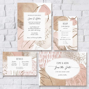 Loblolly Creative Digital Template Abstract Blush Modern Wedding Suite