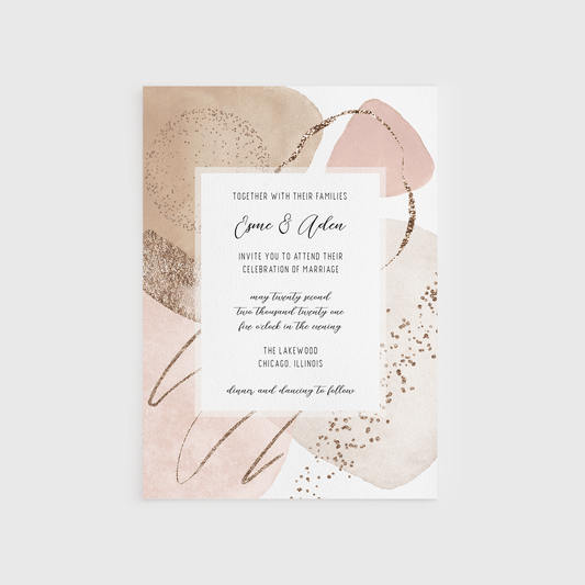 Loblolly Creative Digital Template Abstract Blush Wedding Invitation