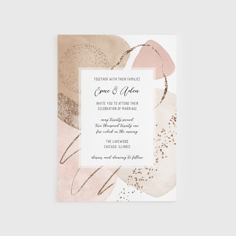 Loblolly Creative Digital Template Abstract Blush Wedding Invitation
