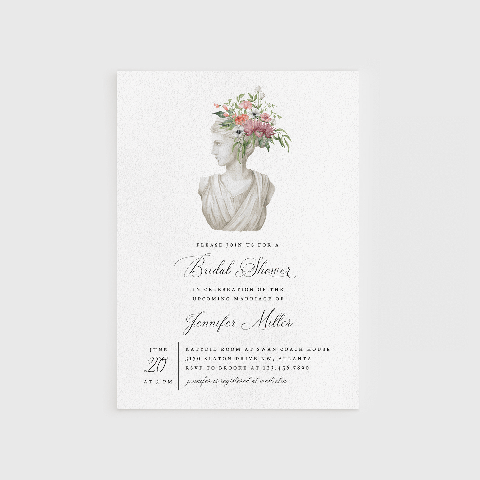 Loblolly Creative Digital Template Antique Floral Bridal Shower Invitation