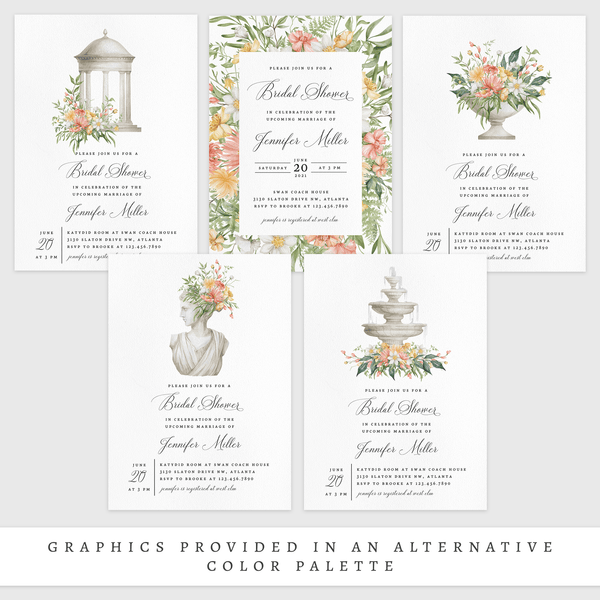 Loblolly Creative Digital Template Antique Floral Bridal Shower Invitation