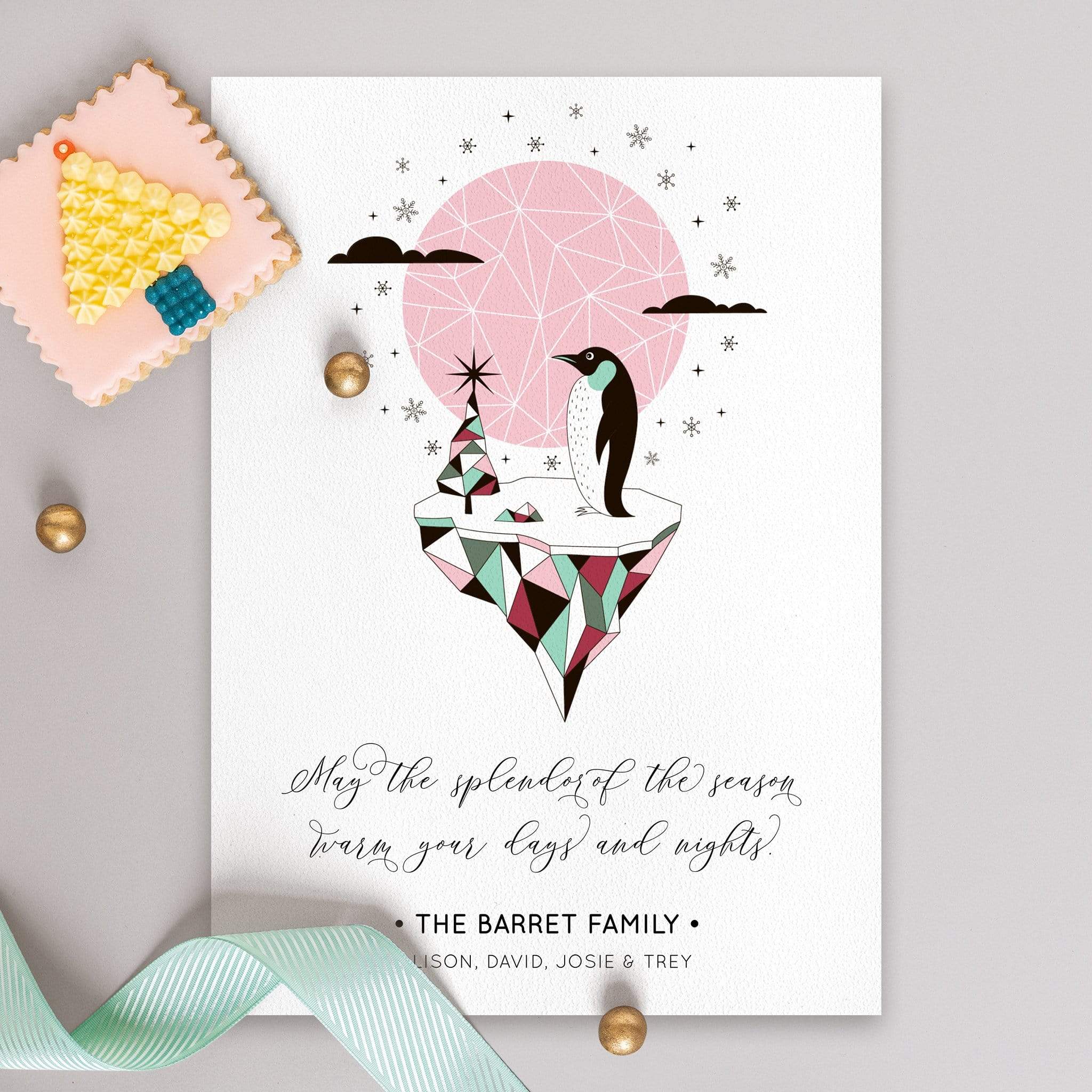 Loblolly Creative Digital Template Arctic Penguin Christmas Card