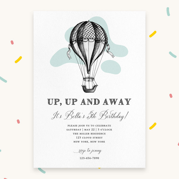 Loblolly Creative Digital Template Balloon Kids Birthday Invitation