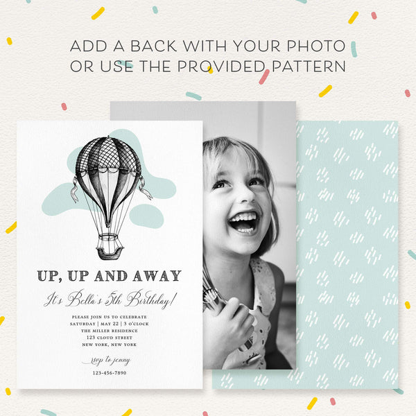 Loblolly Creative Digital Template Balloon Kids Birthday Invitation