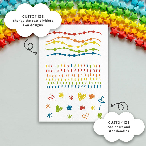 Loblolly Creative Digital Template Bright Rainbow Birthday Invitation