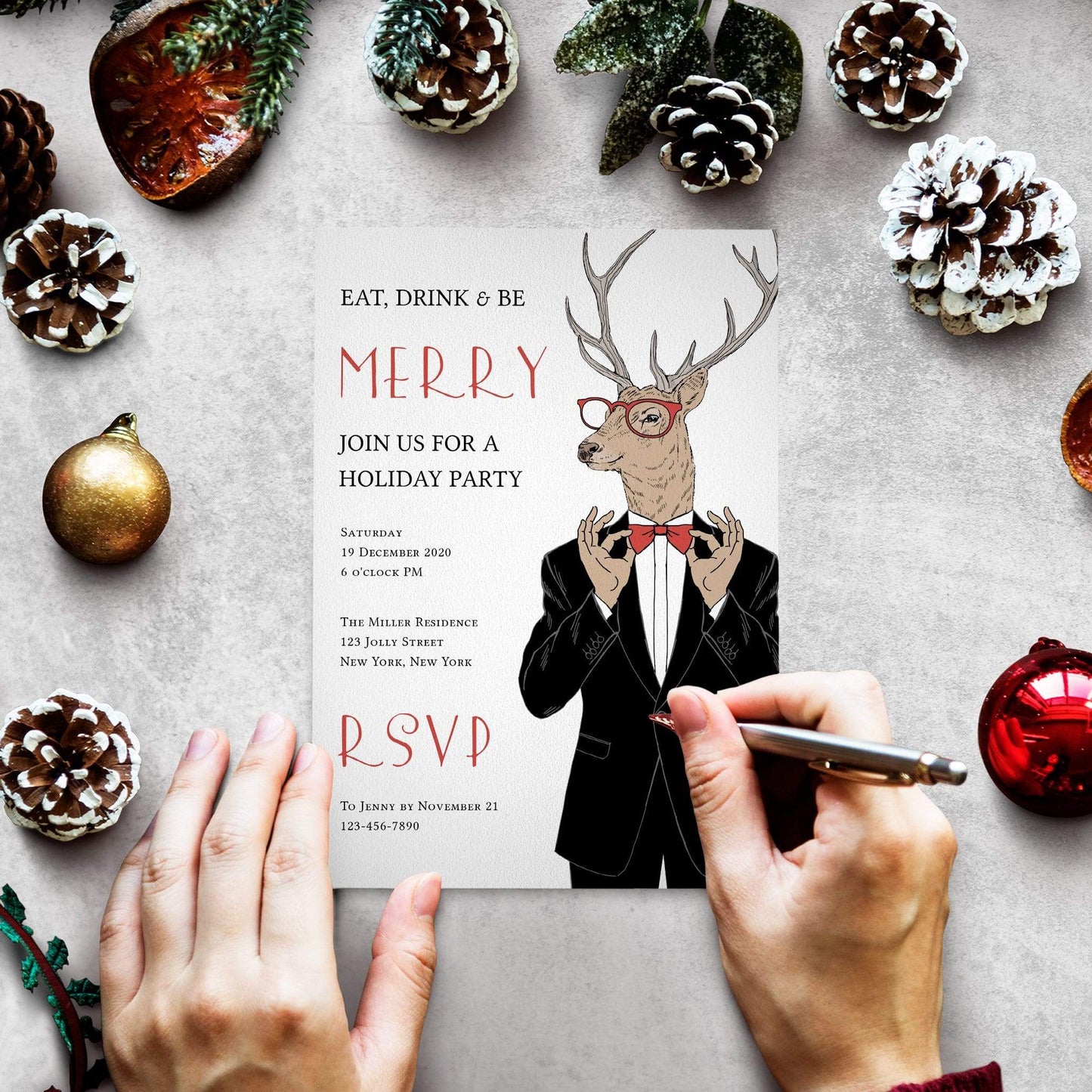 Loblolly Creative Digital Template Christmas Holiday Party Invitation
