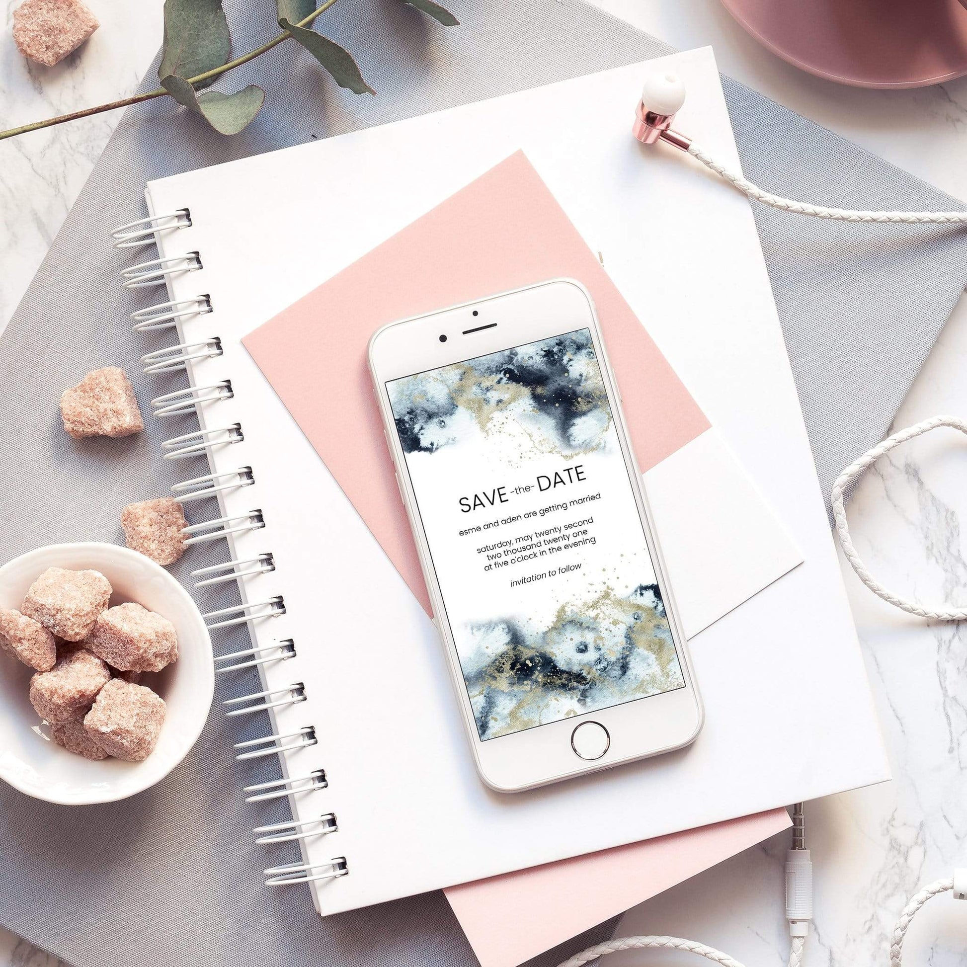 Loblolly Creative Digital Template Cosmic Watercolor Save the Date Card
