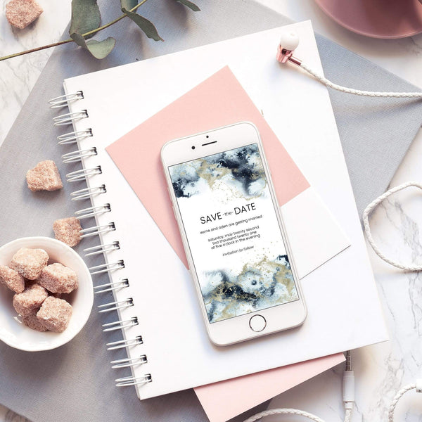 Loblolly Creative Digital Template Cosmic Watercolor Save the Date Card