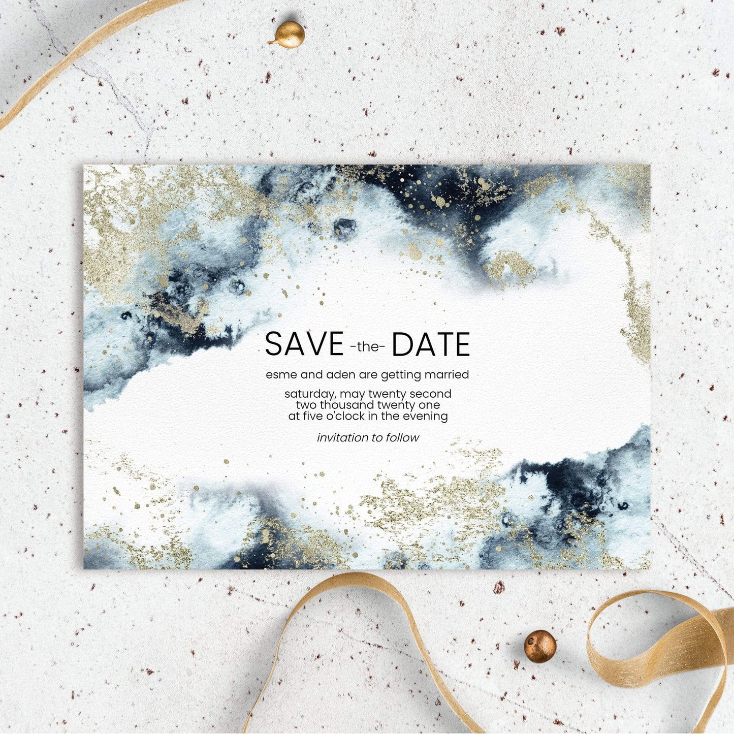 Loblolly Creative Digital Template Cosmic Watercolor Save the Date Card