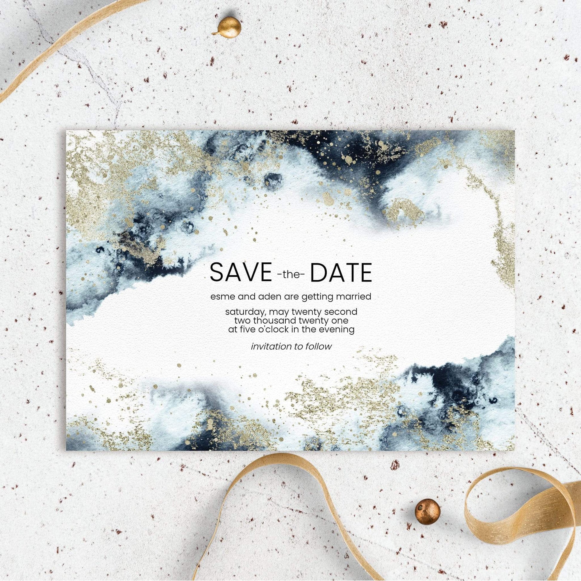 Loblolly Creative Digital Template Cosmic Watercolor Save the Date Card