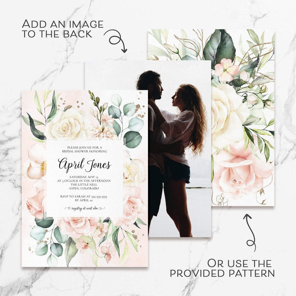 Loblolly Creative Digital Template Delicate Roses Bridal Shower Invitation