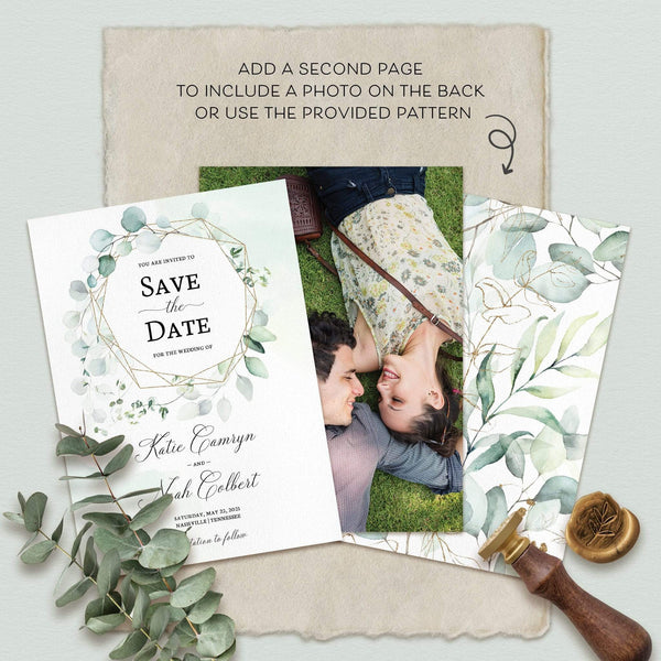 Loblolly Creative Digital Template Eucalyptus Greenery Save the Date