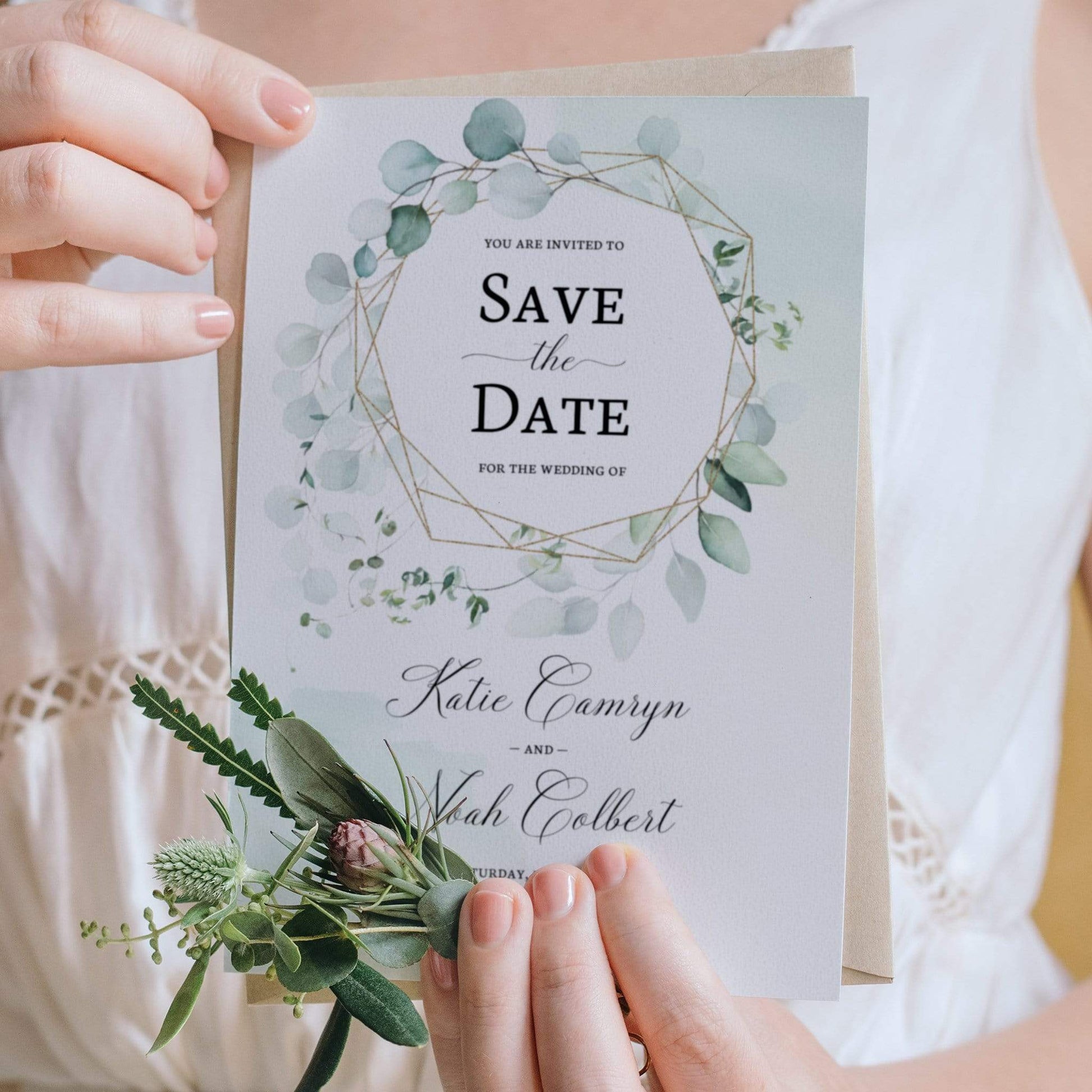 Loblolly Creative Digital Template Eucalyptus Greenery Save the Date