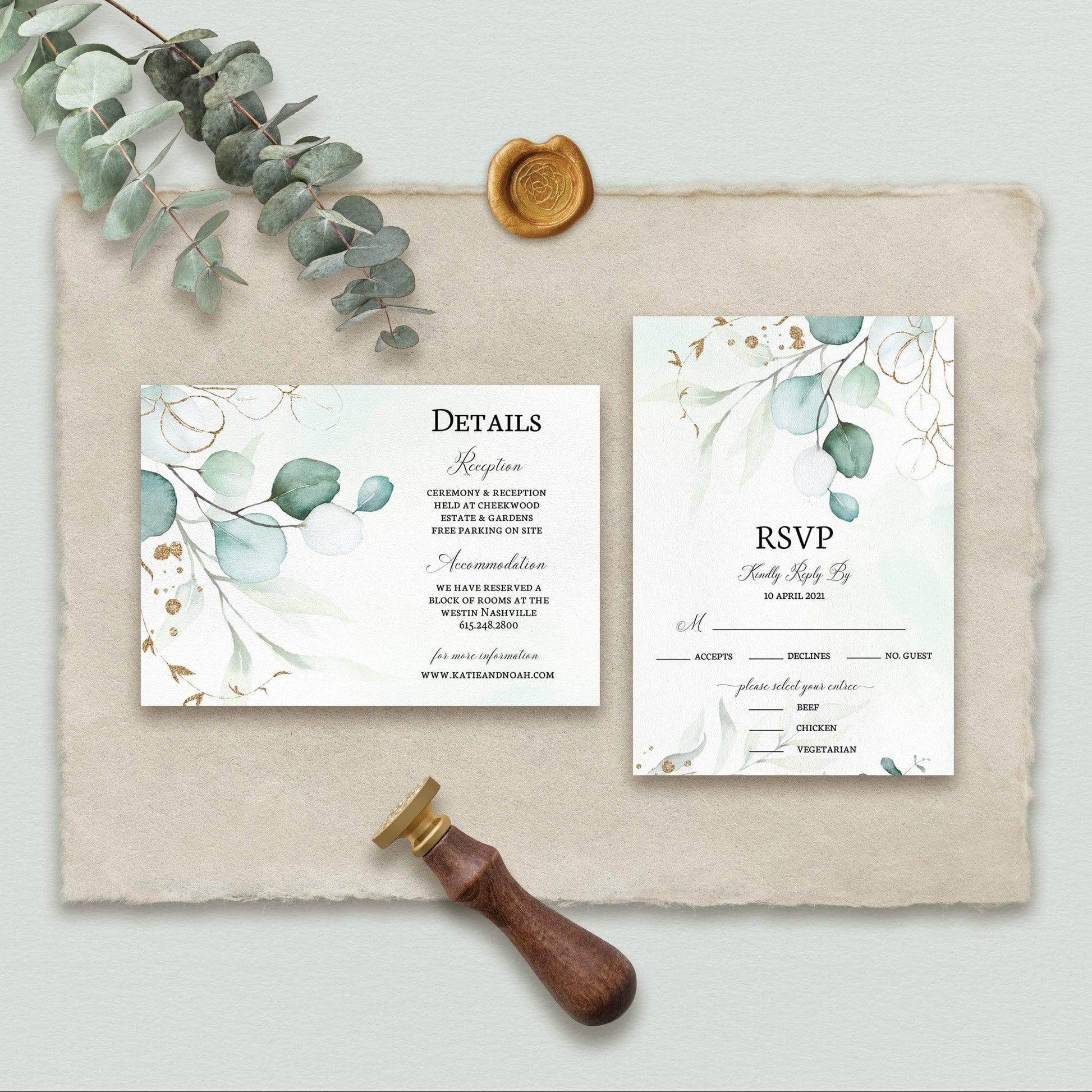 Loblolly Creative Digital Template Eucalyptus Greenery Wedding Suite