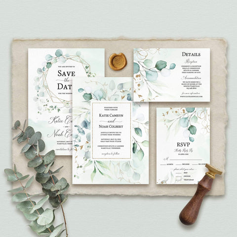 Loblolly Creative Digital Template Eucalyptus Greenery Wedding Suite
