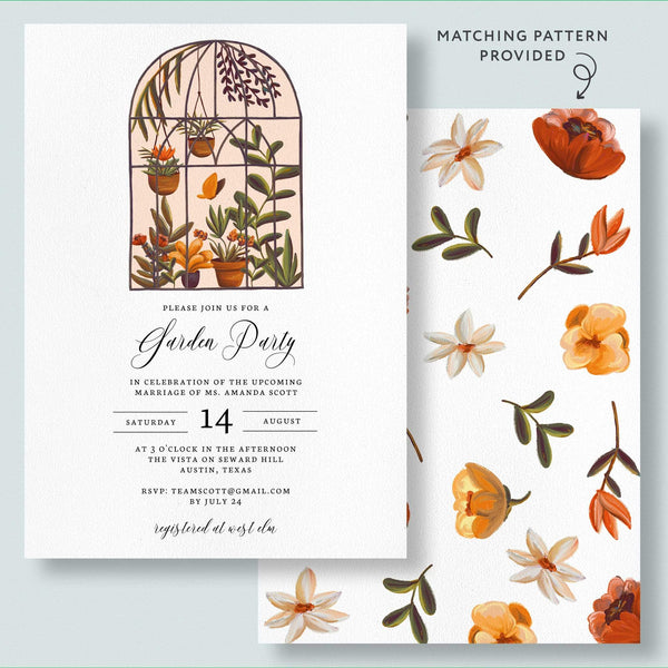 Loblolly Creative Digital Template Garden Party Bridal Shower Invitation