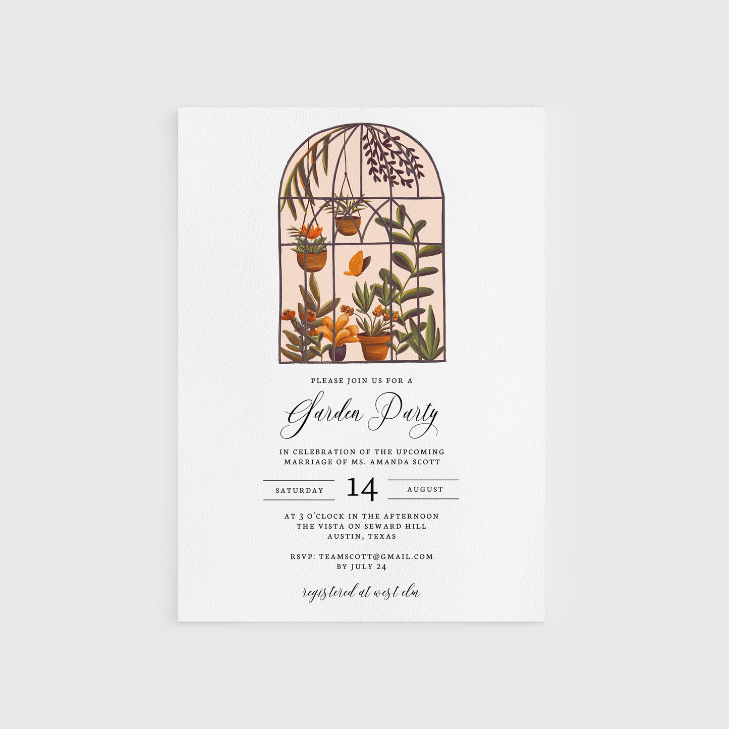 Loblolly Creative Digital Template Garden Party Bridal Shower Invitation