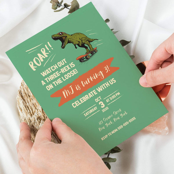 Loblolly Creative Digital Template Kids Dinosaur Birthday Invitation