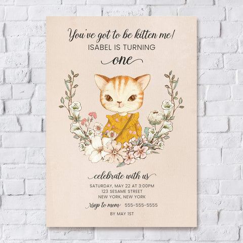 Loblolly Creative Digital Template Kids Kitten Me Birthday Invitation