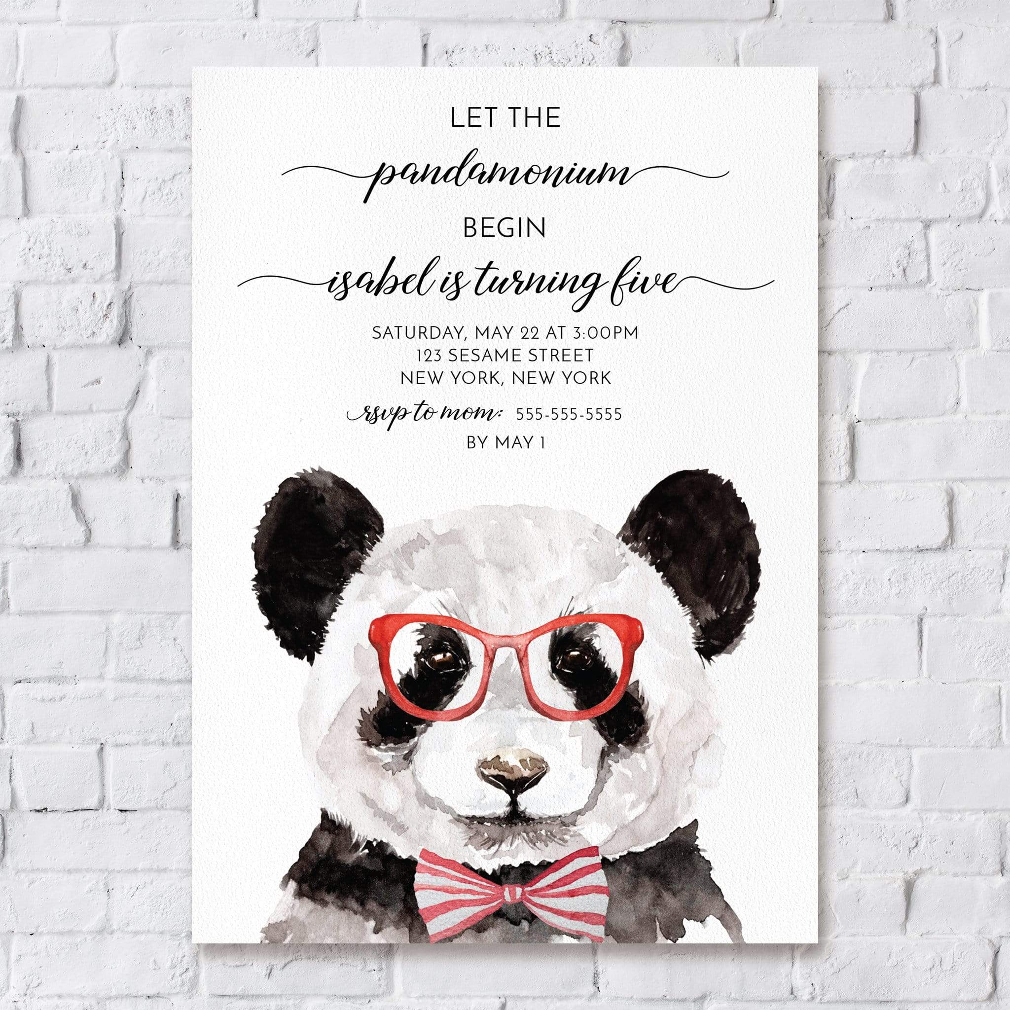Loblolly Creative Digital Template Kids Pandamonium Birthday Invitation