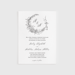 Loblolly Creative Digital Template Minimalist Floral Wedding Invitation