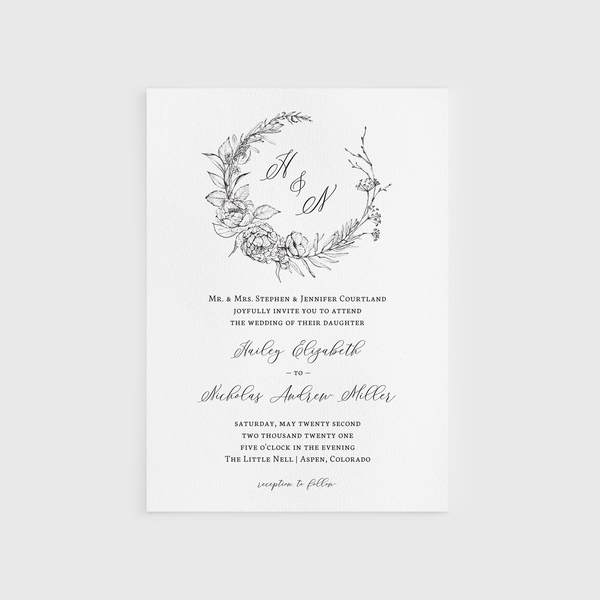 Loblolly Creative Digital Template Minimalist Floral Wedding Invitation